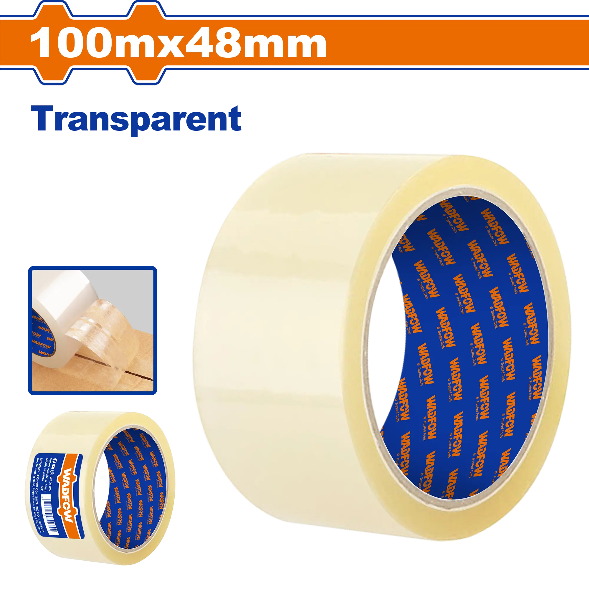 CINTA DE EMBALAJE TRANSP 100M X 48MM WADFOW