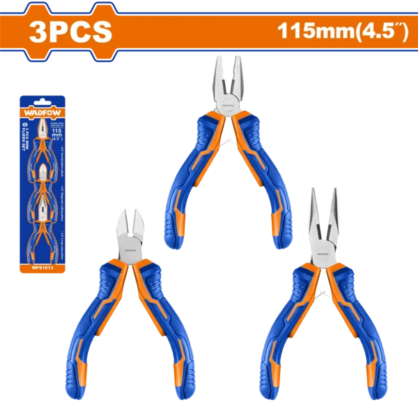 PINZAS SET JUEGO DE MINI ALICATES DE 3 PIEZAS.4,5" WADFOW