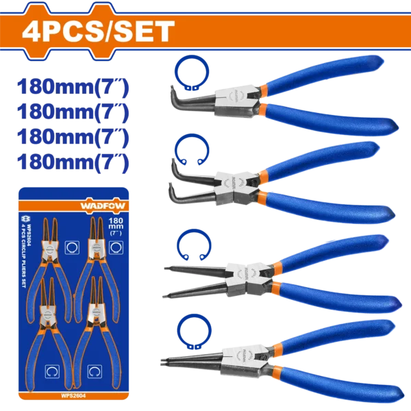 PINZAS SET CIRCLIP 4PCS P/SEGUROS 7" WADFOW