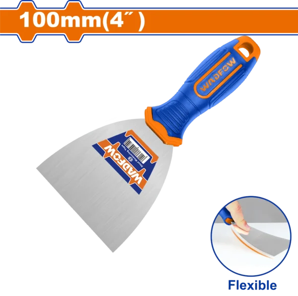 ESPATULA ACERO INOXIDABLE MANGO PLAS,BICOLOR 4"X100MM WADFOW.