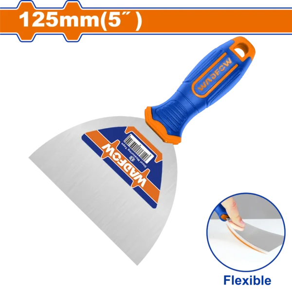 ESPATULA ACERO INOXIDABLE MANGO PLAS,BICOLOR 5"X125MM WADFOW.