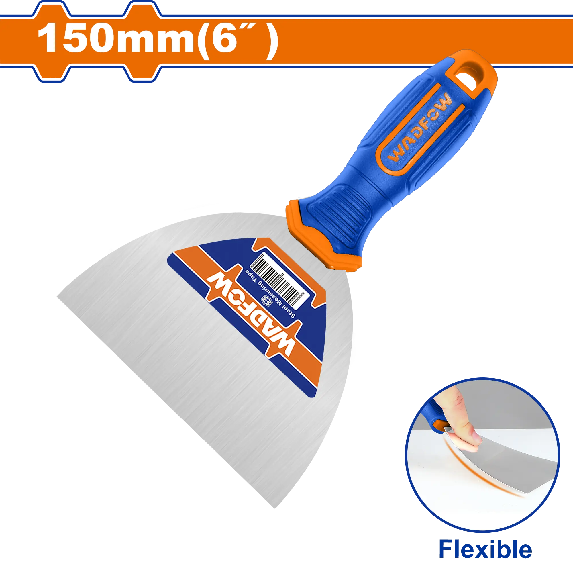 ESPATULA ACERO INOXIDABLE MANGO PLAS,BICOLOR 6"X150MM WADFOW.