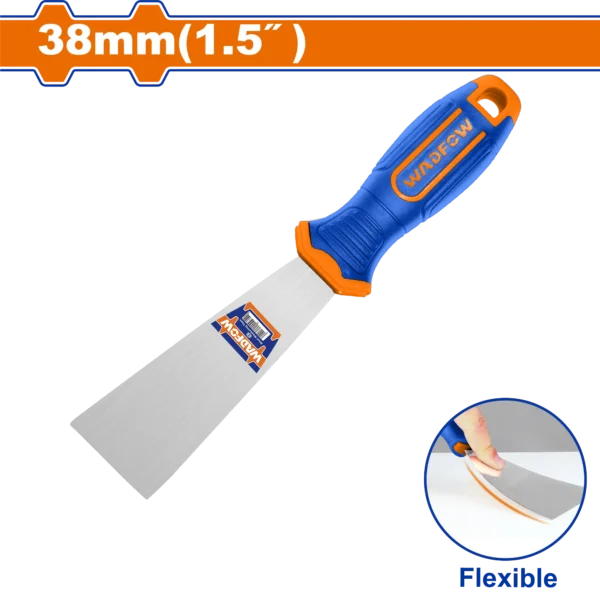ESPATULA ACERO INOXIDABLE MANGO PLAS,BICOLOR 1.5"X38MM WADFOW.
