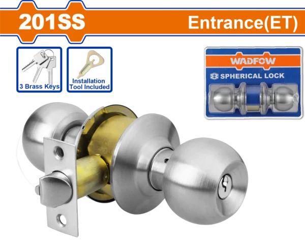 CERRADURA DE POMO DE PUERTA ACERO INOXIDABLE NIQUEL SATINADO WADFOW