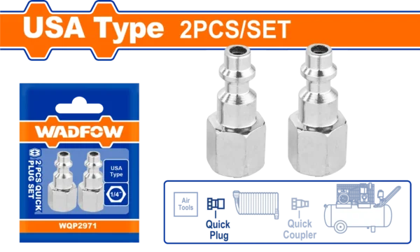 JUEGO DE CONECTORES RÁPIDOS DE 2 PIEZAS ROSCA HEMBRA 1/4 ""2 WADFOW