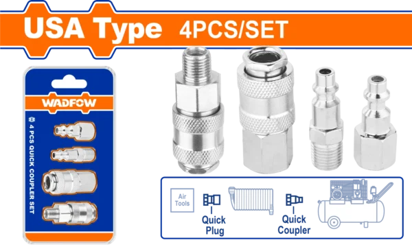 ACOPLE RAPIDO P/COMPRESOR 4 PCS X 1/4"" WADFOW