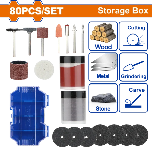 ACCESORIOS MINI TALADRO 80 PIEZAS WADFOW