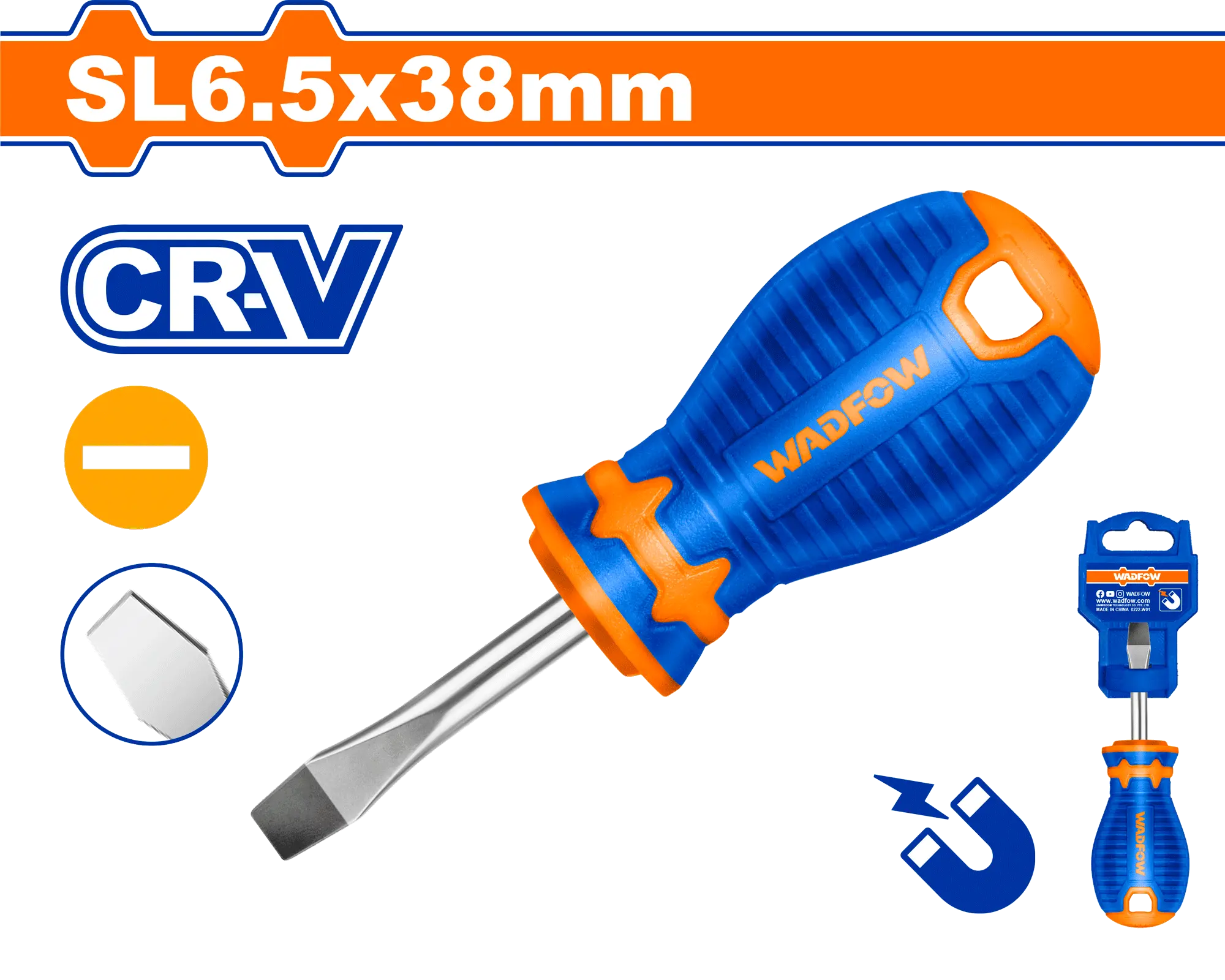 DESTORNILLADOR PLANO 1/4" X 1.5" TOROMBOLO BICOLOR FUNDA WADFOW