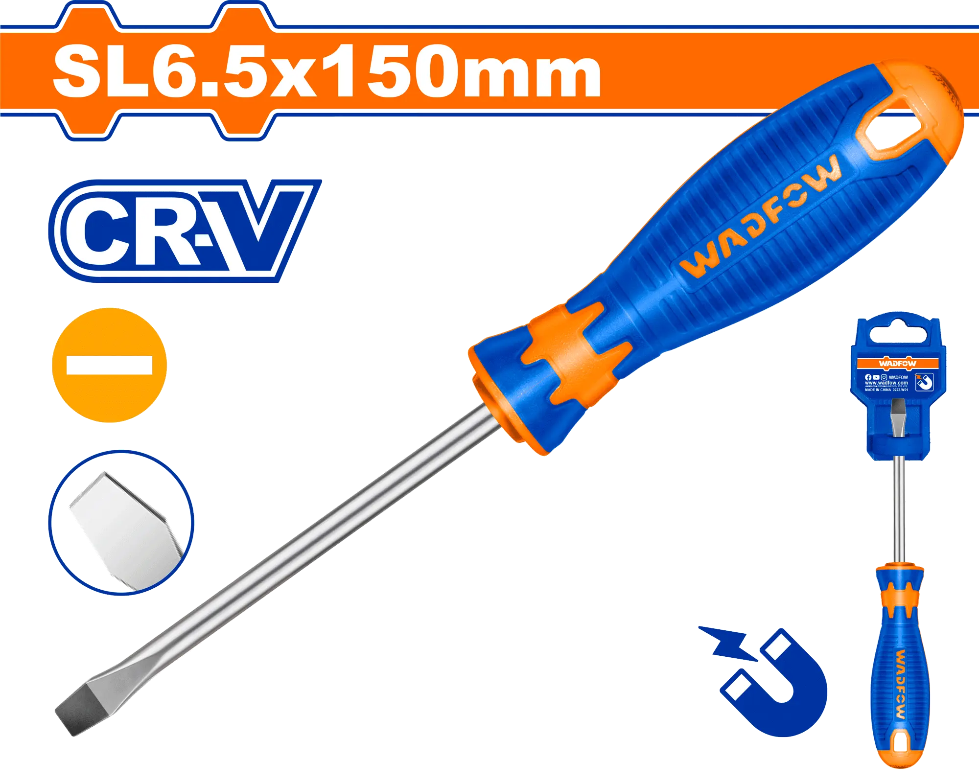 DESTORNILLADOR PLANO 1/4" X 6" BICOLOR FUNDA WADFOW