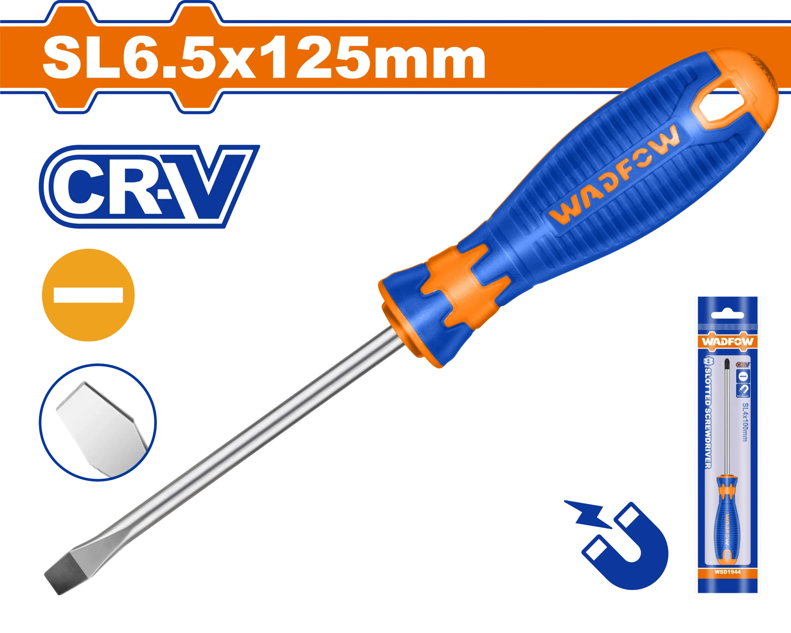 DESTORNILLADOR PLANO 1/4" X 5" BICOLOR FUNDA WADFOW