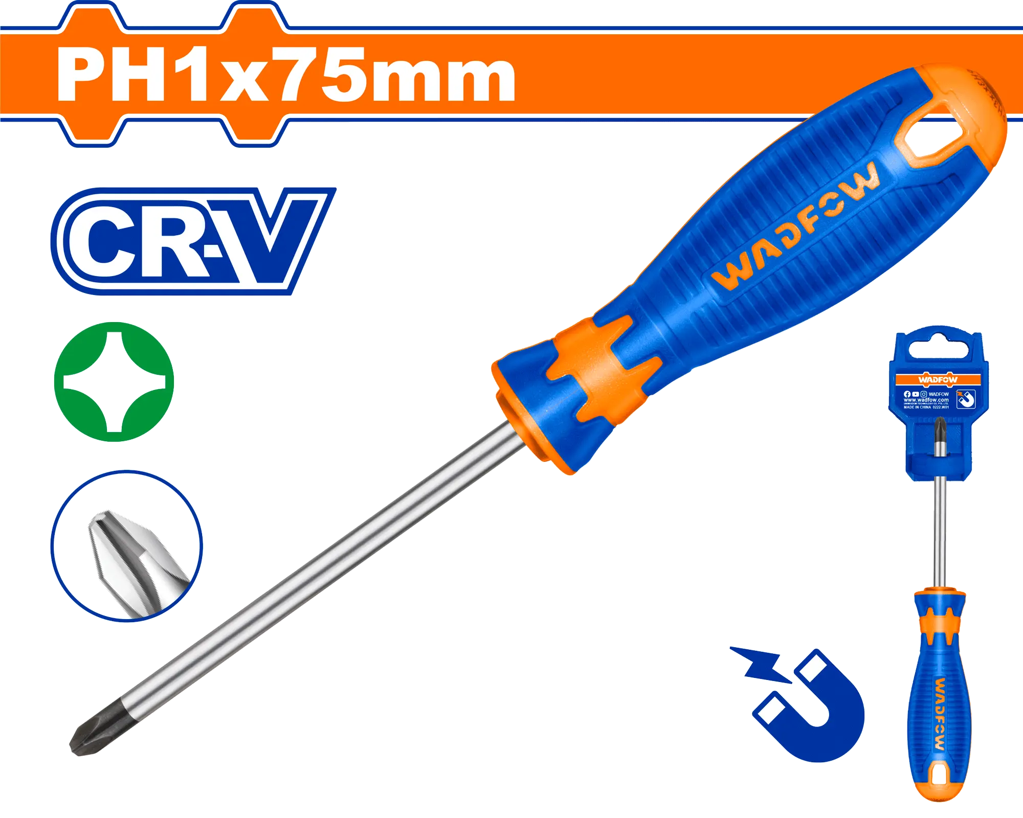 DESTORNILLADOR ESTRELLA 3/16''X3" BICOLOR FUNDA PH1 WADFOW