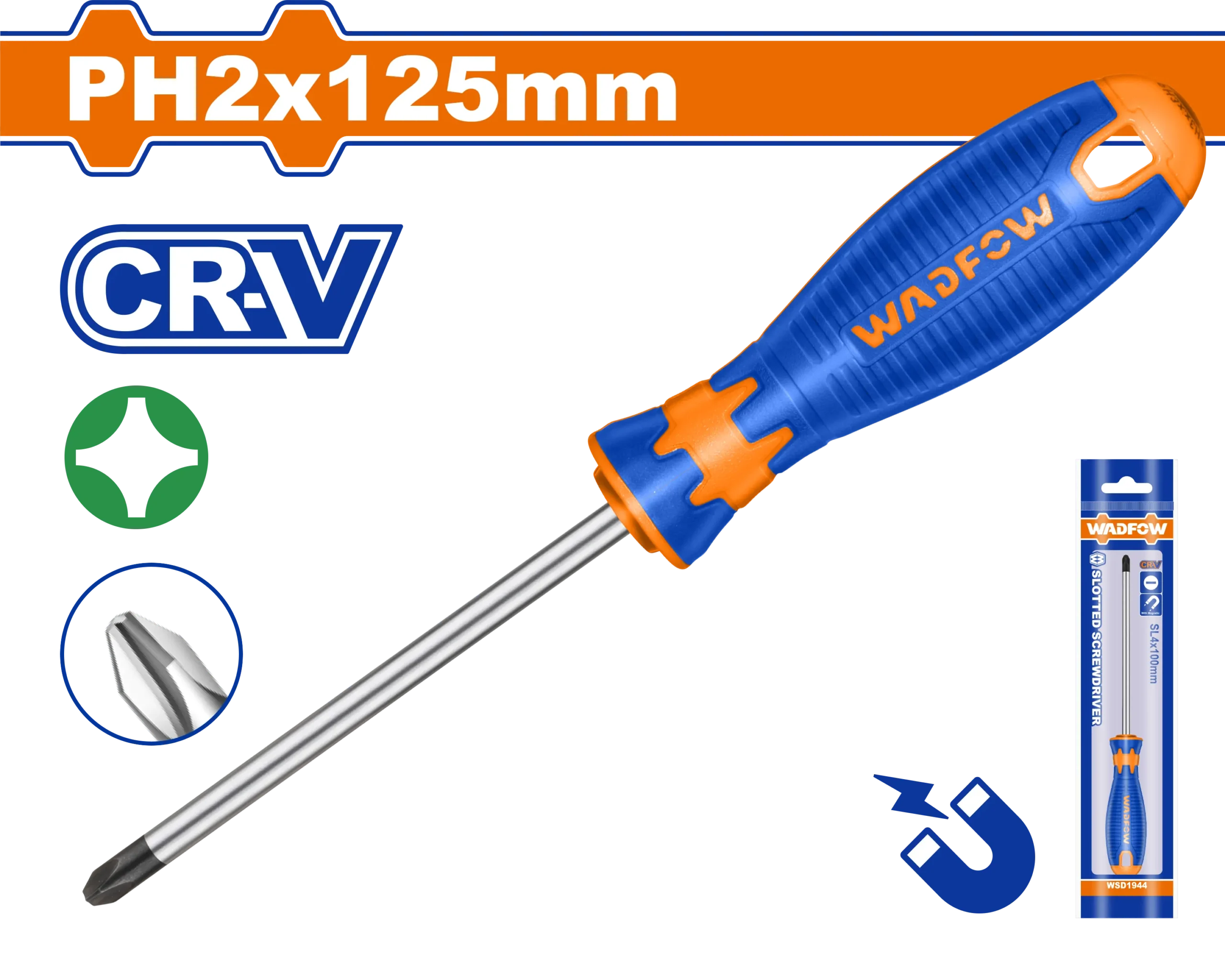 DESTORNILLADOR ESTRELLA 1/4" X 5" BICOLOR FUNDA PH2 WADFOW