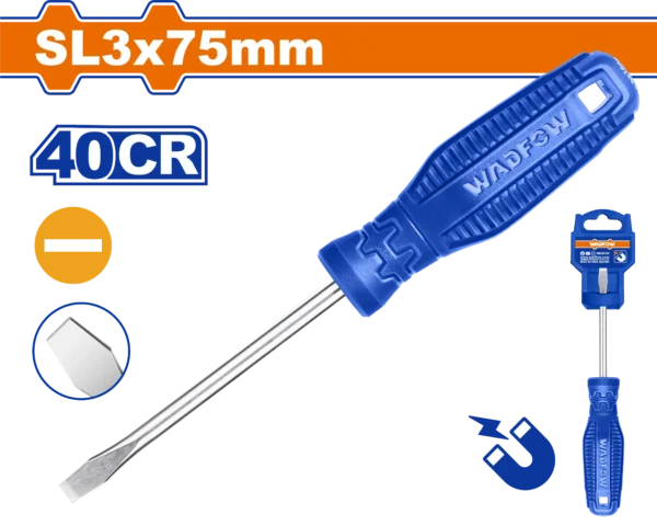 DESTORNILLADOR PLANO 1/8" X 3" AZUL BLISTER WADFOW
