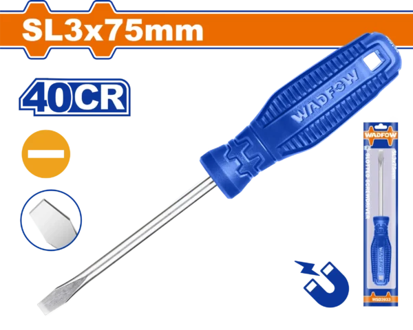 DESTORNILLADOR PLANO 1/8" X 3" AZUL FUNDA WADFOW