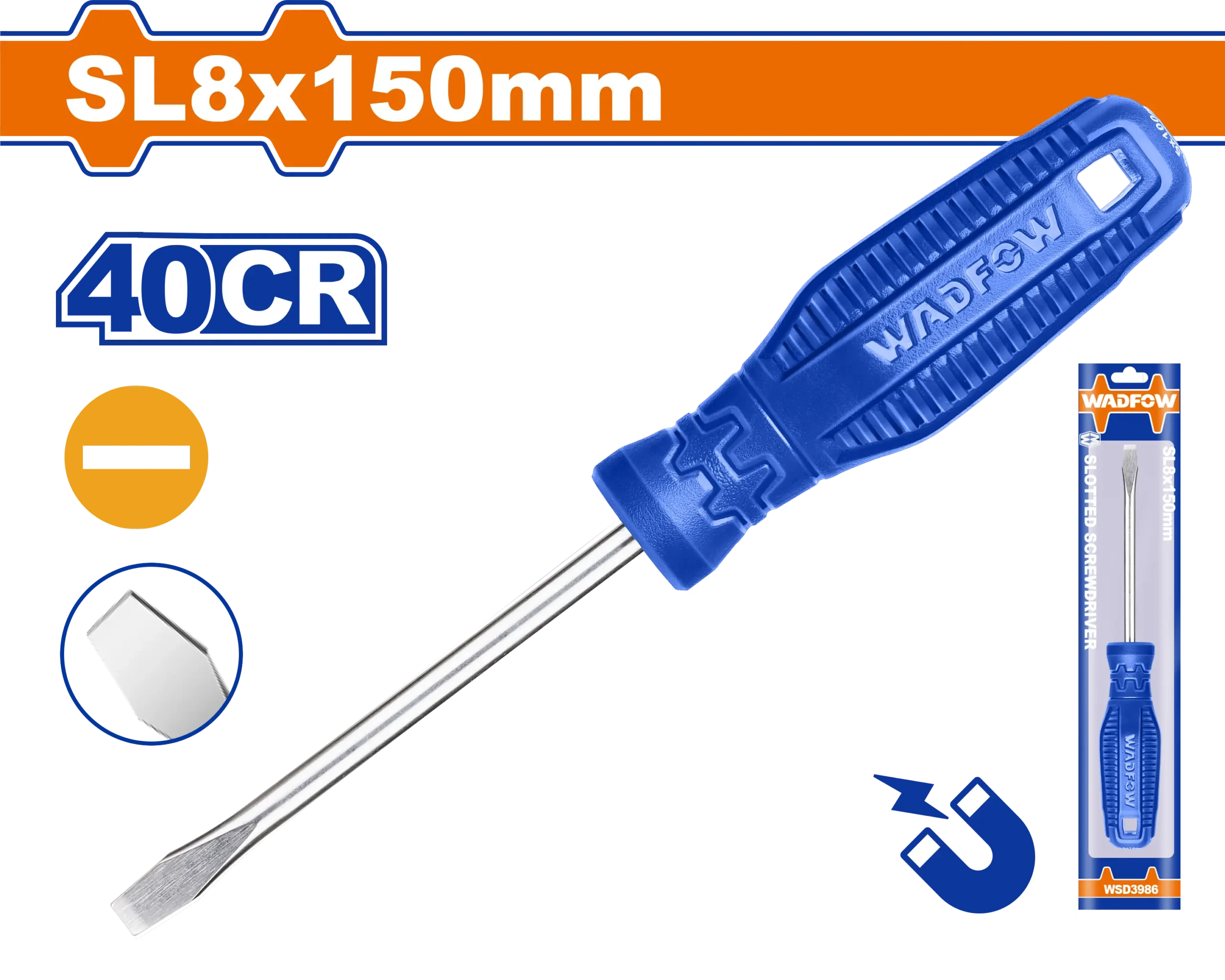 DESTORNILLADOR PLANO 5/16" X 6" AZUL FUNDA WADFOW