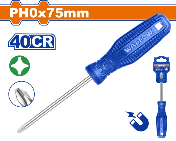 DESTORNILLADOR ESTRELLA 1/8" X 3" AZUL BLISTER PH0 WADFOW