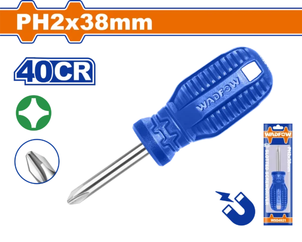 DESTORNILLADOR ESTRELLA 1/4" X 1.1/2" PH2 AZUL FUNDA TOROMBOLO WADFOW