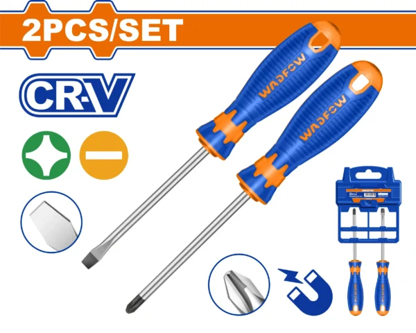 JUEGO DE DESTORNILLADORES DE 2 PIEZAS 1/4" X 4 ESTRE+PLA BLIS BICOLOR WADFOW