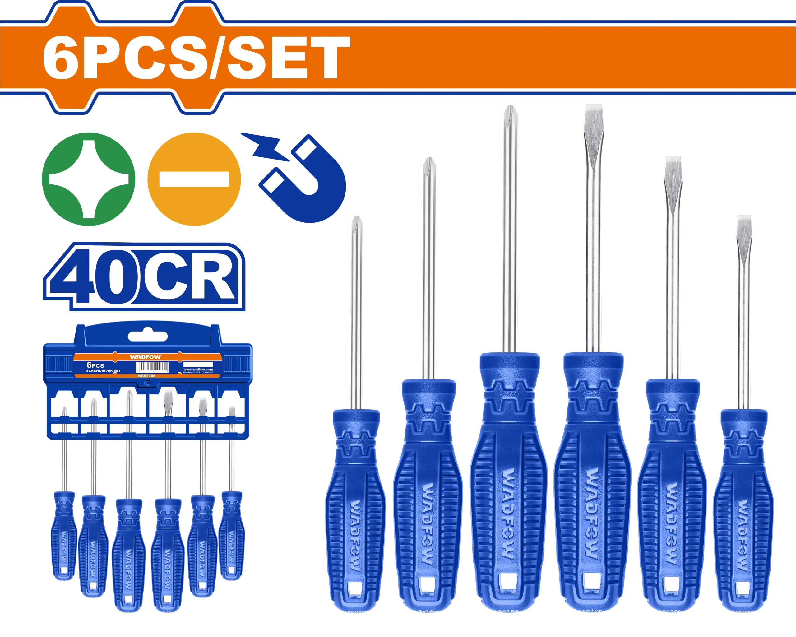 JUEGO DE DESTORNILLADORES DE 6 PIEZAS WADFOW
