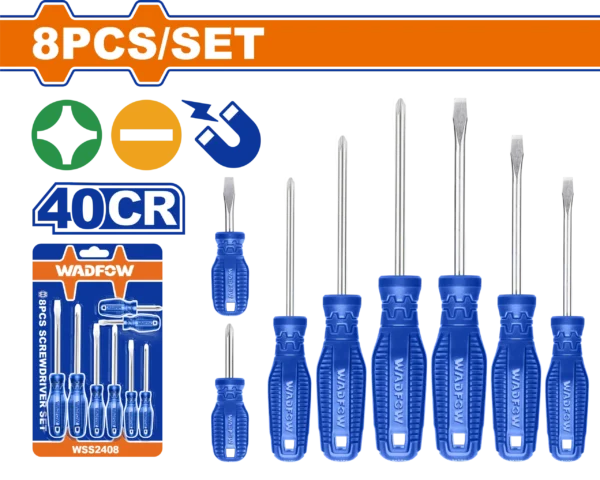 JUEGO DE DESTORNILLADORES DE 8 PIEZAS WADFOW