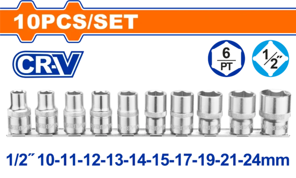 JUEGO DE DADOS 10PCS 1/2" WADFOW