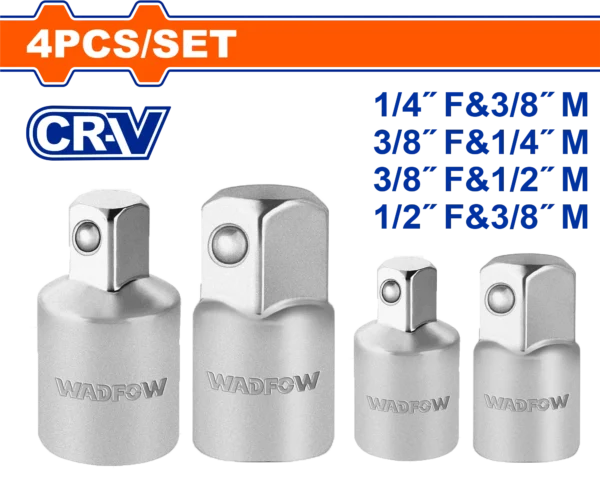 ADAPTADOR DE DADOS 4PCS 1/4"&3/8" 3/8"&1/4" 3/8"&1/2" 1/2"&3/8" WADFOW