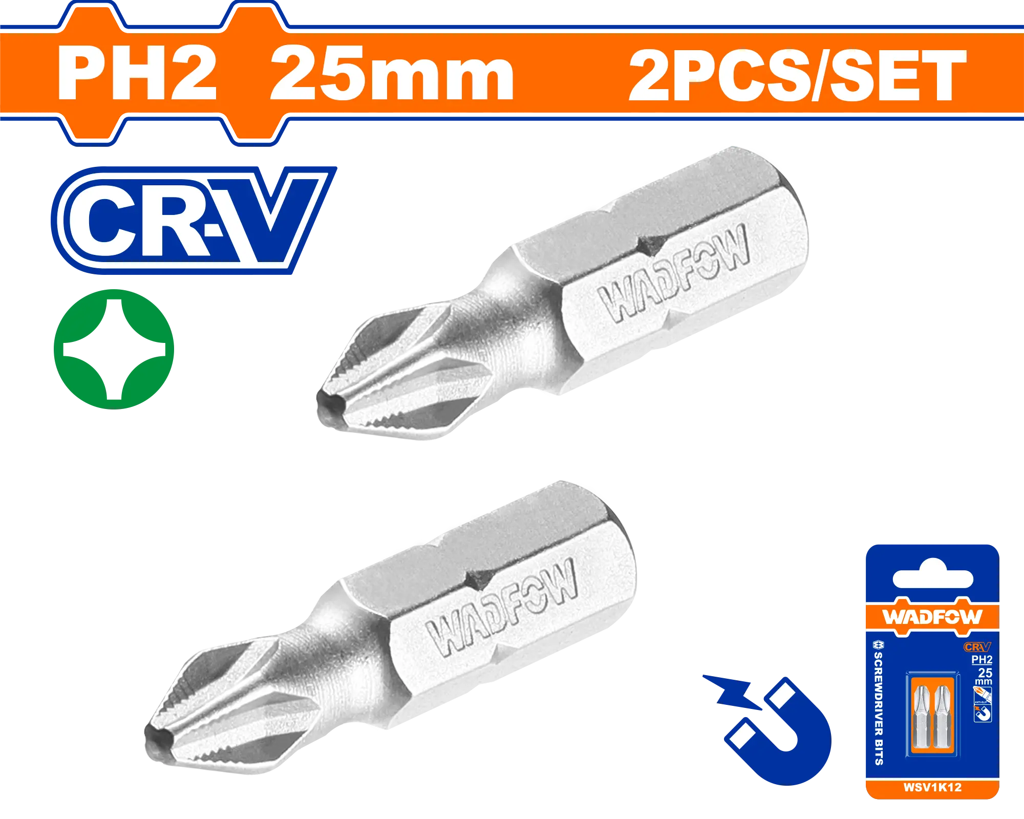 PUNTAS PARA DESTORNILLADOR PH2 SET 2PCS WADFOW