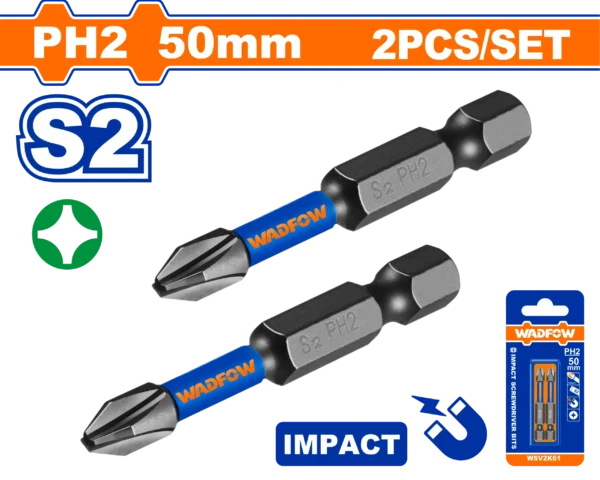 PUNTAS DE IMPACTO P/ DESTORNILLADOR ESTRELLA PH2 SET 2 PCSWADFOW