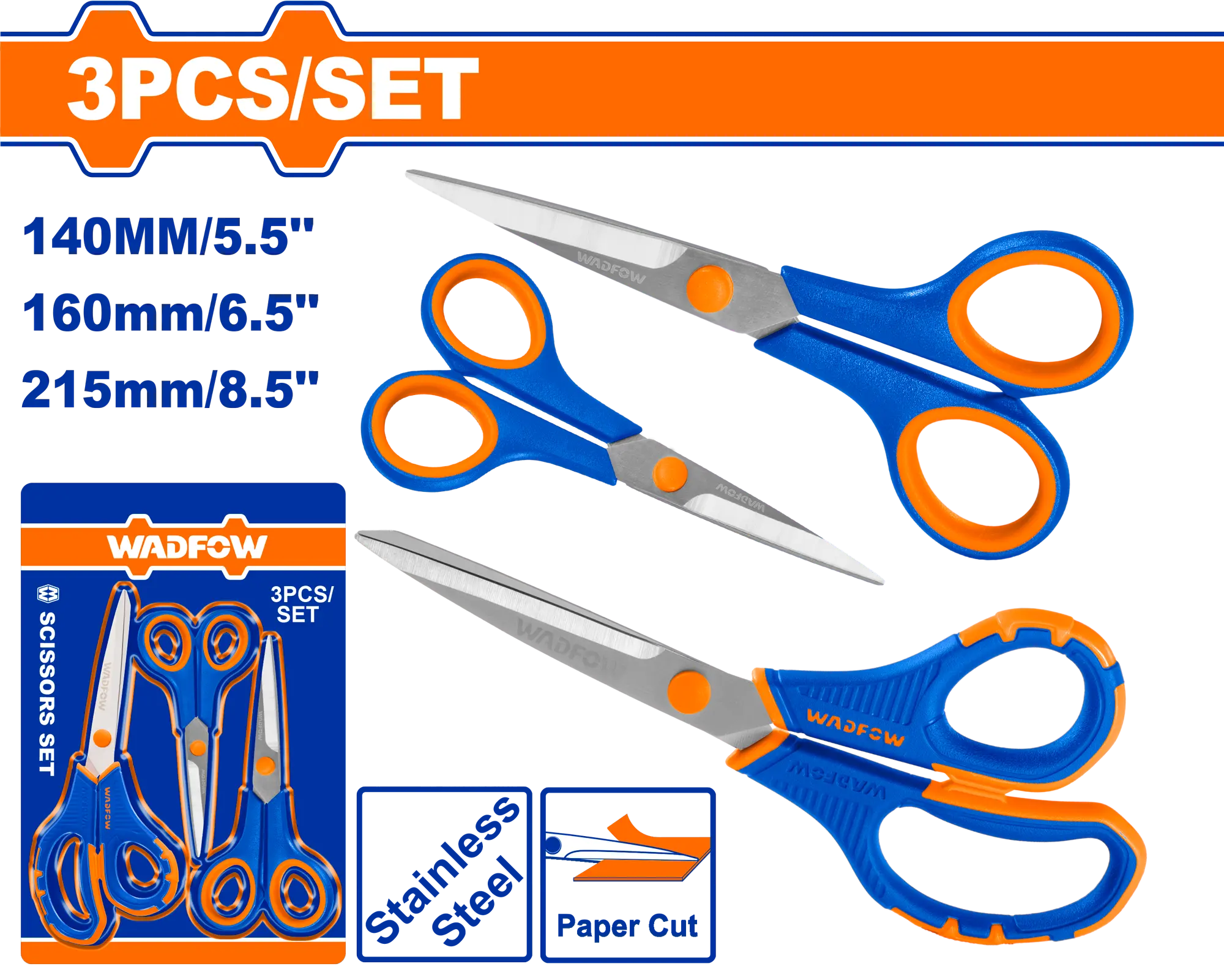 JUEGO DE TIJERAS 3PCS WADFOW