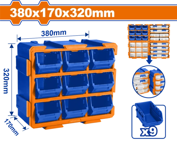 ORGANIZADOR MODULAR 380X170X320MM CON GAVETAS WADFOW