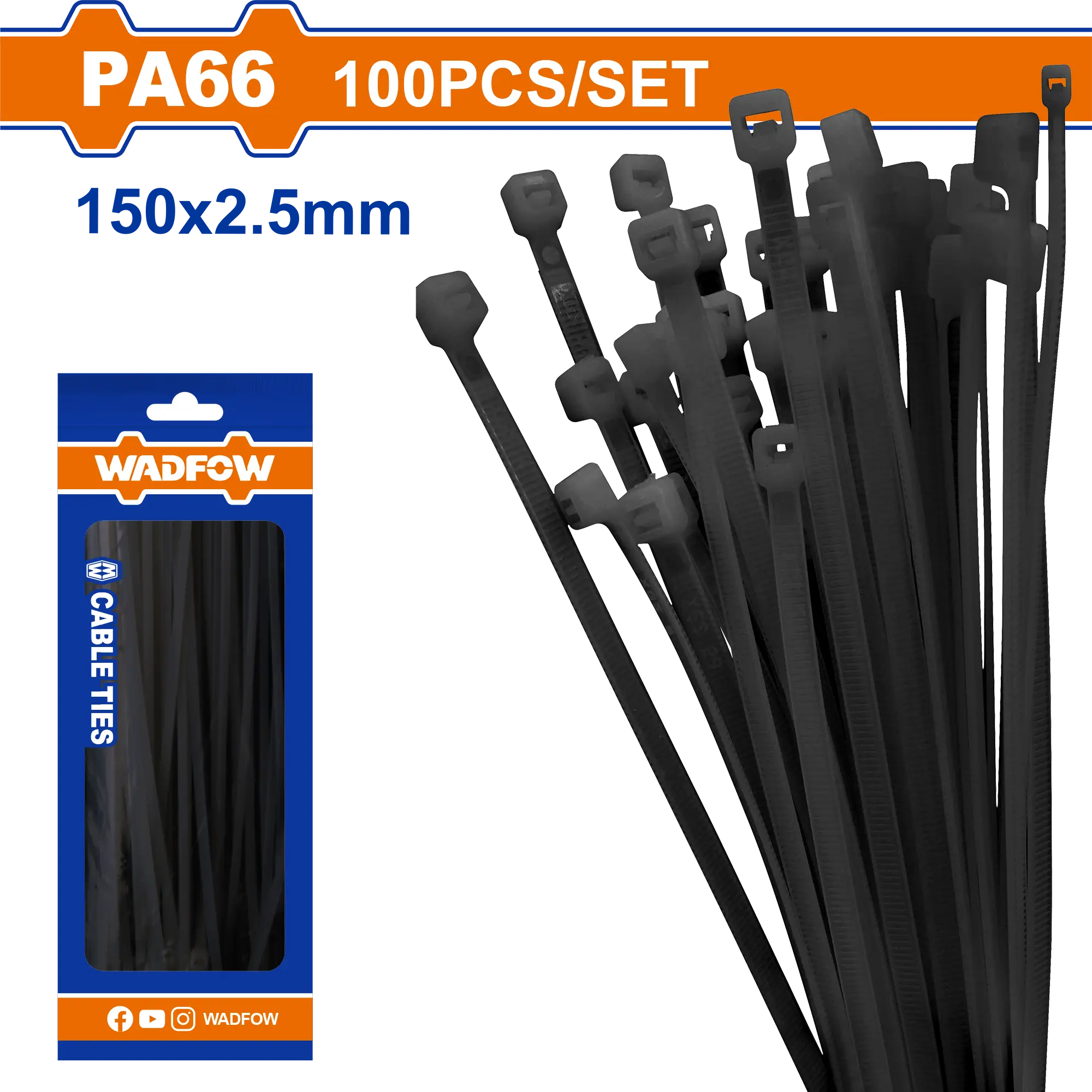 AMARRA PLASTICA NEGRA 150X2,5MM WADFOW