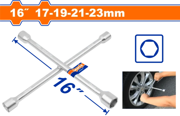 LLAVE RUEDA TIPO CRUZ 17-19-21-23MM X 1/2" WADFOW