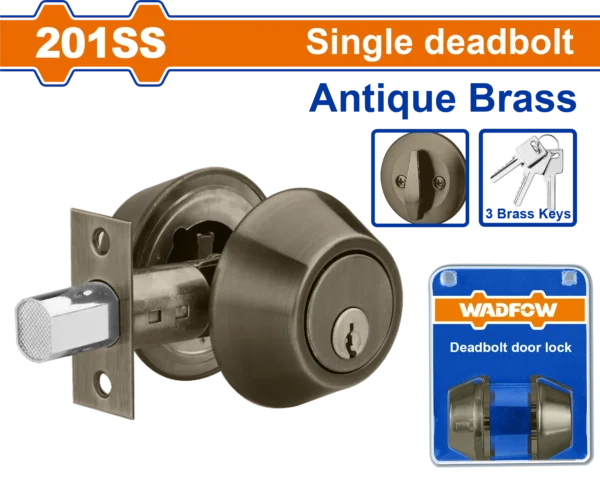 CERRADURA CERROJO ACERO INOXIDABLE BRONCE ANTIGUO LLAVE/SEGURO WADFOW