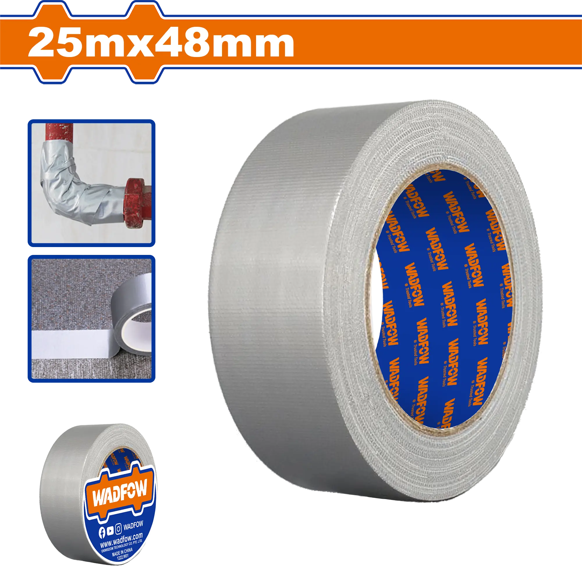 CINTA DE EMBALAJE GRIS 25M X 48MM WADFOW